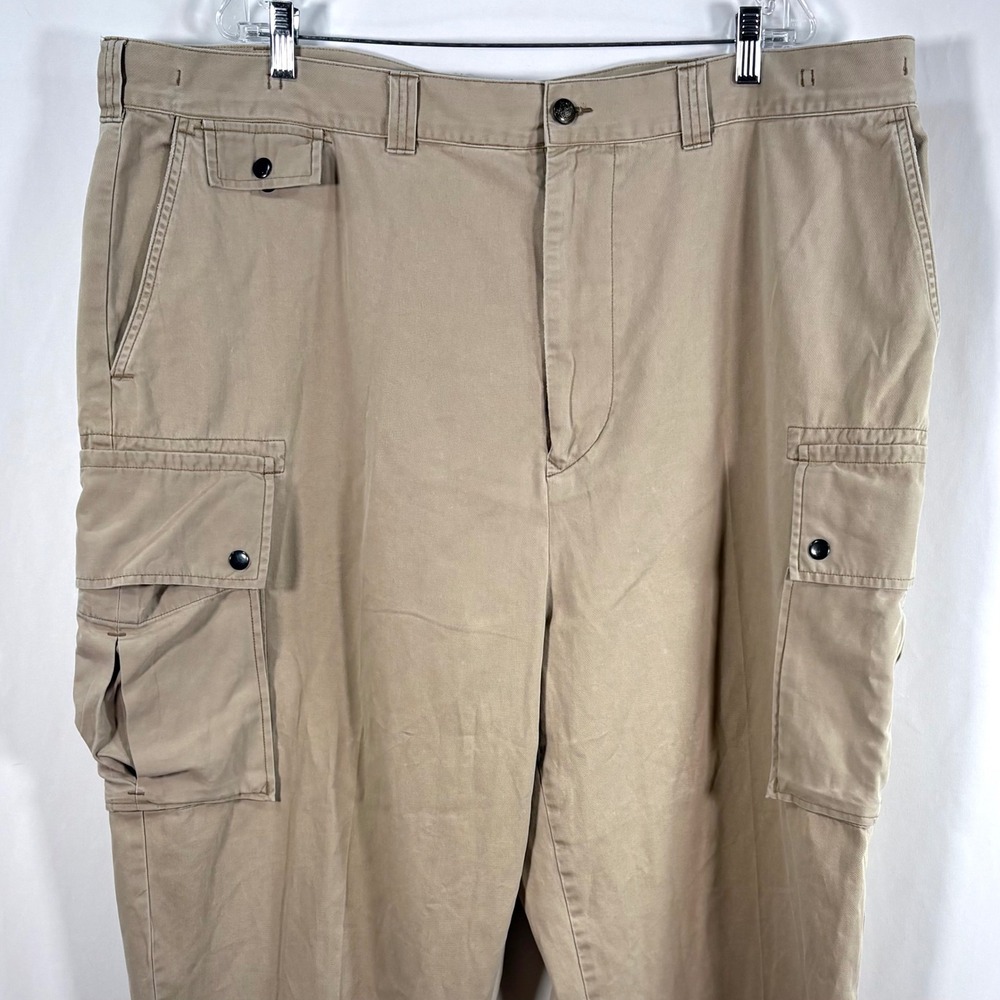 Polo Ralph Lauren Cargo Pants Tan Khaki Cotton Chino Utility Mens 46x30 VTG 90s - Picture 1 of 16